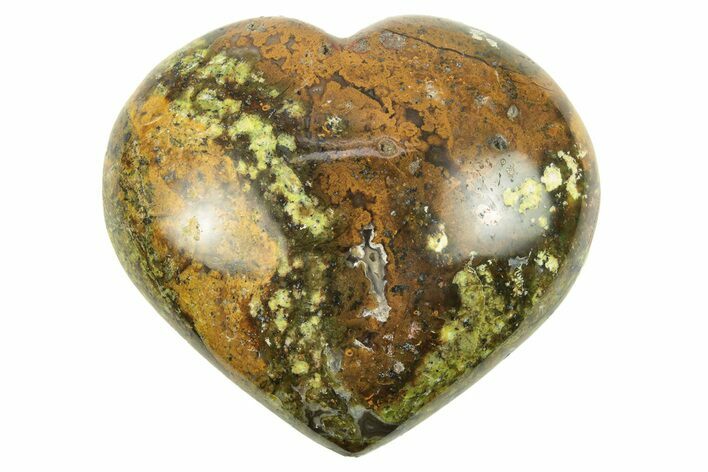 Polished Green Pistachio Opal Heart - Madagascar #249528